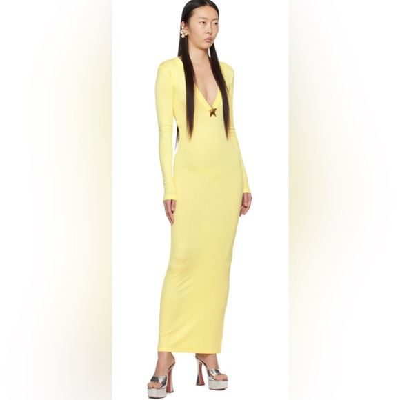 AREA Dresses & Skirts - AREA Star Stud Maxi Yellow Dress